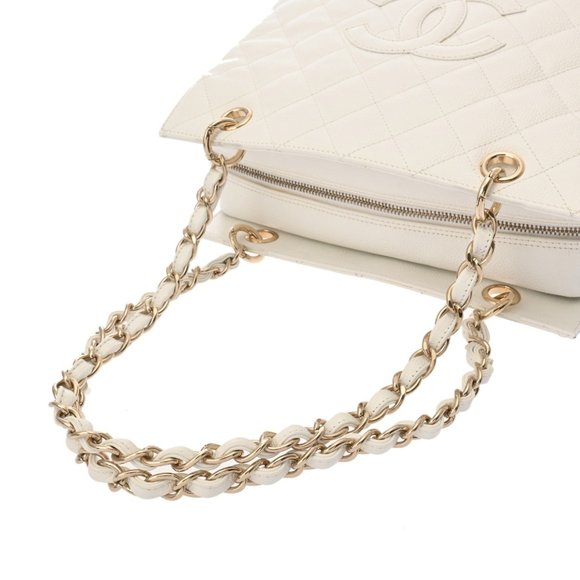 CHANEL Chanel Matelasse PTT Petit Time Rest Tote White A18004 Women's Caviar ... - Picture 3 of 10